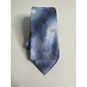 Stacy Adams Blue Geometric Pattern 100% Microfiber Handmade Tie NWOT